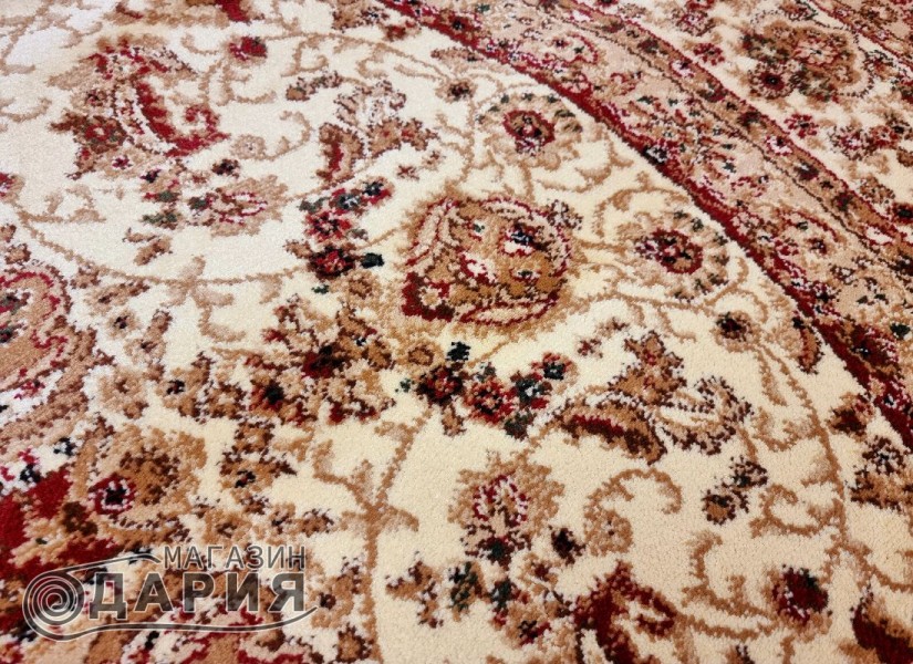 Тъкан персийски килим Blue stones 2538 cream кръг